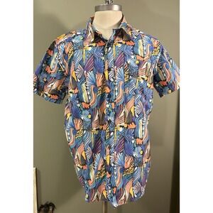Patagonia Mens Go To Shirt 50th Ltd AOP Joy Pitch Blue Hawaiian Surf Resort Sz L